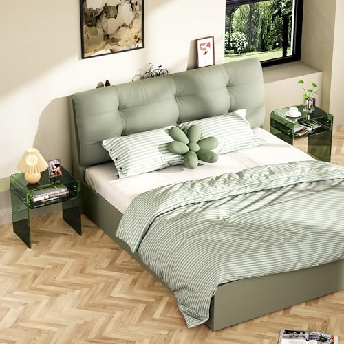 Clear Acrylic End Table 2-Tier Bedside Nightstand for Living Room Bedroom (1, Green) - color: Green