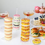 Suneerplay Donut Stand Acrylic 4 Pack, Clear Bagel Holder Stand, Donut Tower Stand, Donut Display Stand for Dessert Table, Doughnut Holder for Birthday, Wedding, Baby Shower, Christmas, Party