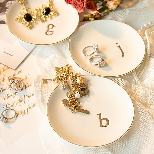 Ceramic Ring Holder for Jewelry, Jewelry Tray, Ring Dish, Aesthetic Room Decor, Engagement Gifts Bride Gifts Wedding Gifts for Women, White, 4.75"(T) - color: T
