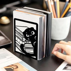 Nonskid Thickening Iron Metal Bookends for Shelves, Cute Peeping Cats Book Shelf Book Ends Decorative for Library School Office Home Study Desk Organizer Decorative Books - style: Cat