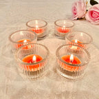 6pcs Clear Votive Tealight Candle Holder, Glass Tea Light Candle Holders for Tabletop Centrepiece Decor, Wedding Reception, Home Dining, Birthday Party and Christmas Holiday