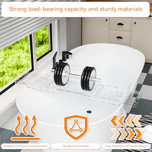 Yieach Luxury Clear Acrylic Bathtub Tray with Book Holder,Expandable Bath Tray for Tub and Bath Shelf Over Tub,Plastic Bath Table & Board,Bath Caddy Trays & Accessories for Women Relaxing Spa Gifts - size: L - (33.1 to 41.4 in）