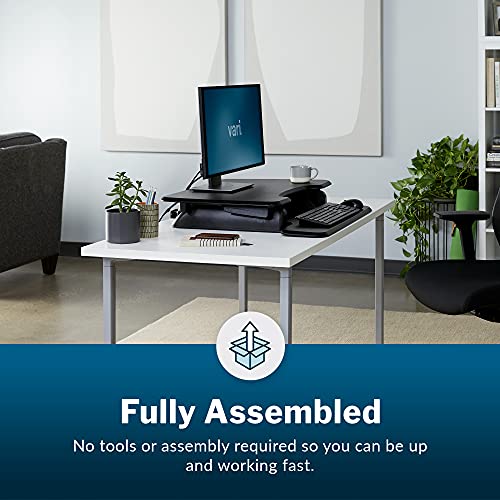 Vari - VariDesk Essential 30 - Two-Tier Standing Desk Converter for Home Office - Adjustable Sit Stand Desk with 11 Height Settings - Standing Desk Riser for Monitor & Accessories - 30" Wide, Black - size: 30"
