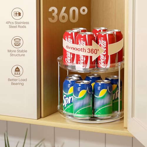 LAMU 4 Pack 2 Tier Lazy Susan Turntable Organizer 9.25'' Rotating Spice Rack Organization for Cabinet, Kitchen, Pantry, Countertop, Bathroom, Vanity, Medicine Cabinet Organizer, Clear - color: Clear, size: 9.25in 4Pack