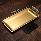 304 Stainless Steel Food Serving Tray, 12.6 Inch Rectangular Serving Tray Platters with Brushed Finish, Ideal for Kitchen Party Organizer Dining Buffet and Outdoor Events (Gold) - color: Gold 1 Pack