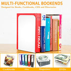VFINE Bookends 1 Pair, White Metal Book Ends, Bookends for Shelves, Book Stopper for Heavy Books, Book Dividers for Home Office - color: White 1 Pair Bookends