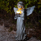 Angel Garden Statue Outdoor Decor, Angel Garden Figurine Hold Dove with Solar Lights Waterproof Resin Yard Art Decoration Lawn Ornament Sculpture for Outside Patio Yard Gift - style: Dove