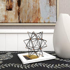 Deco 79 Metal Geometric Decorative Sculpture Home Decor Statue with Gold Accents, Accent Figurine 7" x 7" x 7", Black