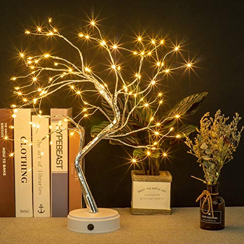 20" LED Firefly Tree Lights | Bonsai - Bedroom, Desk Top, Table Lamp Decoration | USB/Battery Operated | Touch Switch | DIY Adjustable Branches | Home Party Holiday | Warm Lighting