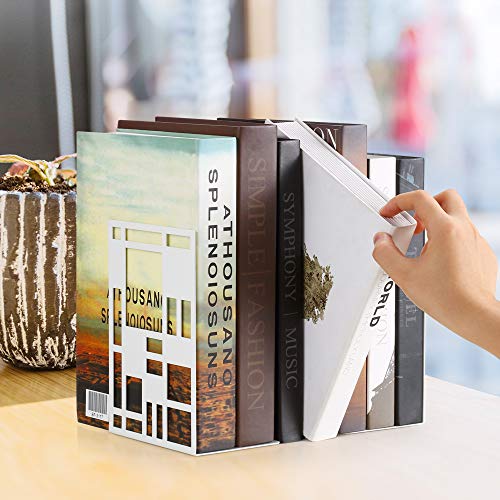 INNPLUS Heavy-Duty Metal Bookends, 6 Pair, White, Anti-Slip Foam Pads, Perfect for Heavy Books, Office, Home - color: White, size: 3 Pair