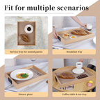Leather Surface Wood Service Tray with Metal Handle, Decorative Tray，Modern Boho Design ，2-piece Food and Beverage Tray, Coffee Table, Breakfast, Dinner and bar, Kitchen, Party - color: Leather Surface/Large+small