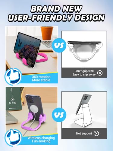 Easter Basket Stuffers for Teen Girls Boys Kids Cell Phone Stand - 2 Pack Thumbs Up Lazy Phone Holder for Desk Birthday Easter Gifts for Adults Women Men(Bright Purple & Hot Pink, 2) - color: Bright Purple & Hot Pink, size: 2