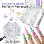 SAVILAND 3D Silicone Nail Art Molds: 5PCS Quick & Easy 3D Silicone Nail Molds with Flower Shell Letter Mold Reusable Clear Modeling Templates Tools for Fast Sculpting Design Home DIY Salon Manicure - color: Clear