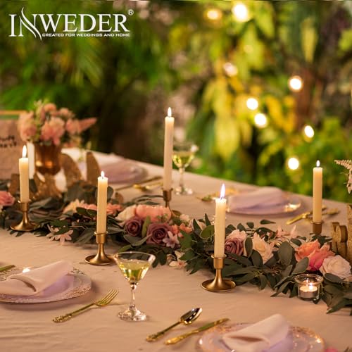 Gold Taper Candle Holder Vintage: Small Candle Sticks Holder Decor Brass Candlestick Holders for Home Dinning Table Wedding Centerpiece Holiday Party Chrismas Mantel Set of 6 - size: 6Pcs