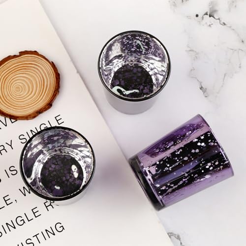Purple Mercury Glass Tea Light Holders Set of 36 - Elegant Votive Candle Holders for Weddings, Showers and Home Decor - Perfect for Table Centerpieces and Parties (Glass, Purple) - color: Purple