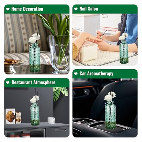 Glass Bud Vase, Green, Small Flower Vase, Set of 6, Simple and Solid, Aromatherapy Bottle, for Lady, Classy Gift for Mother's Day, Birthday, or Wedding, - color: Green