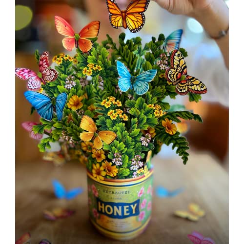 Freshcut Paper Pop Up Cards, Butterflies & Buttercups, 12 Inch Life Sized Forever Flower Bouquet 3D Popup Greeting Card, Birthday Cards, Thank You Card, Blank Notecard & Envelope - color: Butterflies & Buttercups, size: Classic