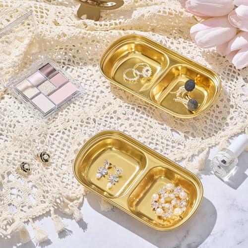Teenyyou 4 Pcs DIY Esthetician Bowls Face Mask Tray Esthetician Supplies Stainless Steel Compartment Serving Tray Women Skincare Products for Spa Salon Aesthetician Beauty, Nail Art(Gold,Small) - color: Gold, size: Small