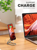 A-LuGei 𝗙𝗼𝗹𝗱𝗮𝗯𝗹𝗲 & 𝗔𝗱𝗷𝘂𝘀𝘁𝗮𝗯𝗹𝗲 Phone Kickstand Ring Holder, Magnetic Cell Phone Grips, Phone Stand for Desk, Adhesive Phone Holder for Hand, 360° Rotation Ring for Back of iPhone Case - color: Hallow Silver