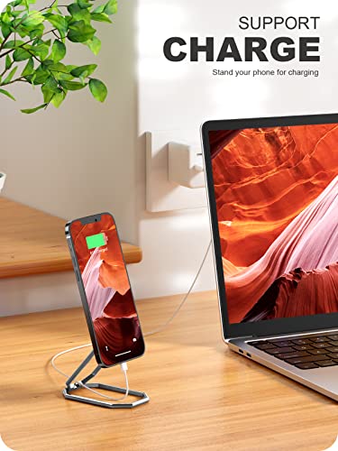 A-LuGei 𝗙𝗼𝗹𝗱𝗮𝗯𝗹𝗲 & 𝗔𝗱𝗷𝘂𝘀𝘁𝗮𝗯𝗹𝗲 Phone Kickstand Ring Holder, Magnetic Cell Phone Grips, Phone Stand for Desk, Adhesive Phone Holder for Hand, 360° Rotation Ring for Back of iPhone Case - color: Hallow Silver