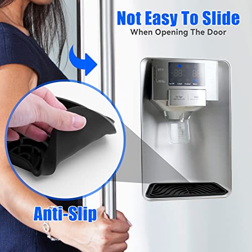 Refrigerator Drip Catcher, Refrigerator Drip Tray For Water Tray,Fridge Water Dispenser Drip Tray Prevents Water Splashes,Non-slip Silicone Dispenser Drip Collector for Ge Samsung -2 PCS Black - color: Black, size: 2PCS Rectangular