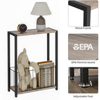 Homleke Narrow Side Table with Magazine Holder, Skinny End Table Perfect for Small Spaces, Space-Saving Design for Living Room, Bedroom, or Office, 7.1" D x 16.9" W x 23.6" H, Greige - color: Greige - Standard