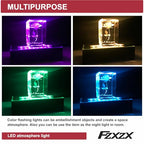 LED Rectangular Light Display Base for Crystals Glass Art Light Display Stand 3D LED Light Ornament Lamp 6 Inch Illuminated Holder - Black (Colorful Lights)
