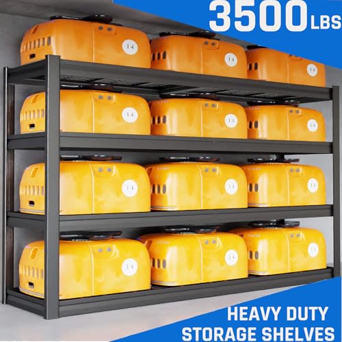 67" W Garage Shelving Heavy Duty, 4 Tier Garage Shelves, 68" H Adjustable Storage Shelving Unit, Commercial Metal Shelves for Warehouse, Basement, Shop, 67" W x 20" D x 68" H - size: 68"Wx20"Dx68"H | 4 Tier