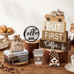 Vercraft 11 Pcs Coffee Bars Table Decorations Coffee Tiered Tray Decor Farmhouse Table Centerpiece Wooden Books Home Tabletop Decor for Home Kitchen - style: Coffee