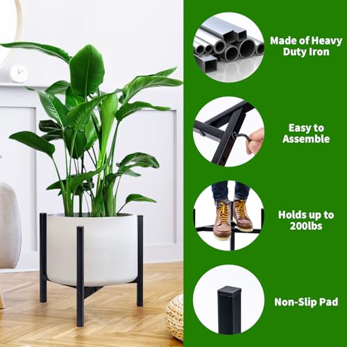 Airpark Plant Stand Indoor Adjustable, Metal Modern Plant Stands, Heavy Duty Stable Plant Pot Flower Holder Indoor Outdoor Corner, Fit 8 9 10 11 12 inch Pots, Black (Pot & Plant Not Included) - color: Black