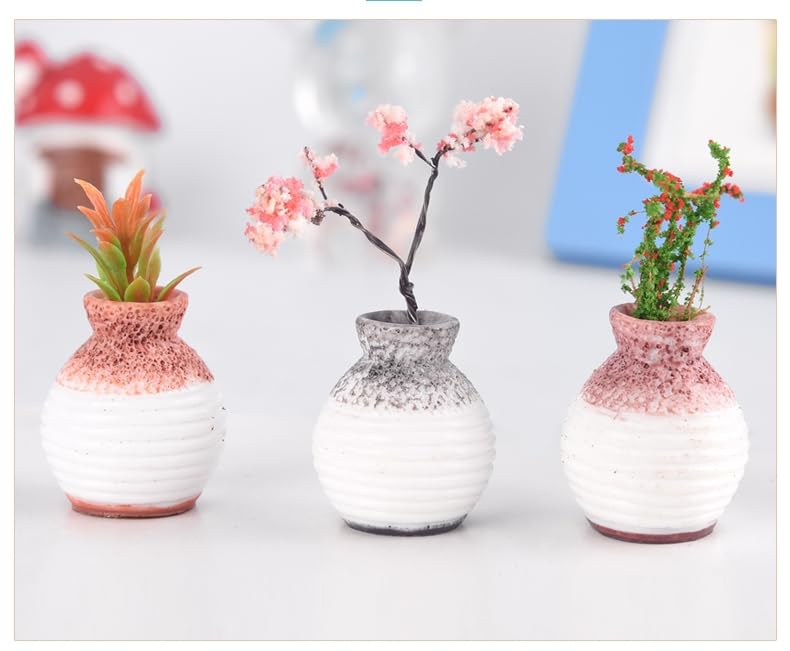 6Pcs Mini Bud Vases - Tiny Resin Flower Vases, Micro Landscape DIY Decor, Moss Succulent Ornaments, Fairy Garden Accessories, Home Tabletop Decoration, Gift for Plant Lovers