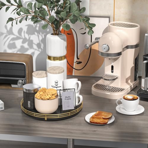 12" Oak Wood Lazy Susan Organizer, Lazy Susan for Cabinet Dining Table Pantry Wood Turntable Organizer Tray for Coffee Table Kitchen Countertop Spinning Spice Can Organization and Storage Round Gold - color: Gold Black, size: 12