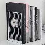 Minimalist Style Bookends Metal Adjustable Books Holder Stand Book Rack Desk Bookend - Curve, White - color: Curve, White