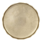Kate and Laurel Alessia Modern Decorative Scalloped Round Footed Metal Tray; 16 Inch Diameter; Gold; Food-Safe Cast Aluminum Pedestal Transitional Tray with Rough Texture and Deckled Edge - color: Gold