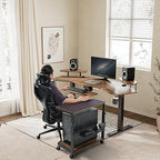 EUREKA ERGONOMIC PC Stand Computer Cart, Height Adjustable Tower Stand 2-Tier Suit for ATX Case Printer, Metal Rolling Cart on Wheels for Gaming Home Office, Walnut - color: Walnut