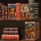 TOYQI Book Nook Kit, DIY Miniature Dollhouse Kit for Adults and Teens, Booknook Tiny House Kit Bookshelf Decoration 3D Wooden Puzzle Bookend - style: Cat Affairs Bureau