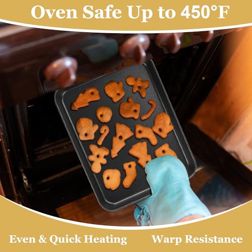 E-far Toaster Oven Tray, 10.5x8x1 Inch Nonstick Baking Cookies Sheet Pan for Oven, Small Metal Carbon Steel Baking Pan for Bacon Steak, Nontoxic & Easy Clean, Heat & Warp Resistant - size: 10.5x8x1 Inches