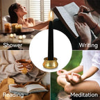 Dripless Taper Candle Meditation Candles,Black 20 Minute Mini Prayer Candlestick Pure Beeswax Candles with Brass Candle Holder for Yoga & Spiritual Rituals,30-BLA - color: MCBEE30PC-BLACK