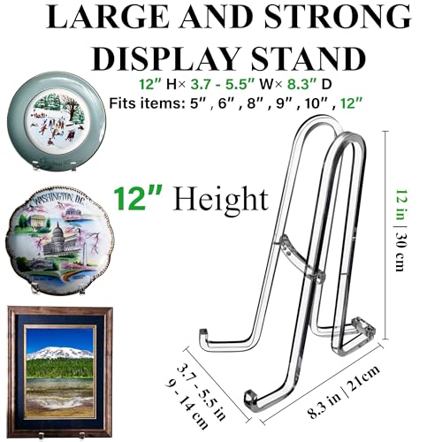 AMT 12 Inch Acrylic Plate Display Stand - Holder + Frame, Picture, Decorative Plate, Book, Photo Easel - color: 12 Inch
