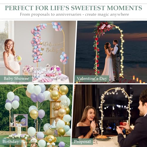 WellSign 6.6FT Metal Wedding Arch Backdrop Stand for Parties, Gold Balloon Arch kit Stand for Baby Shower Gender Reveal Ceremony Birthday Anniversary Bridal Graduation Party Event Decoration - color: Gold, size: 6.6FT