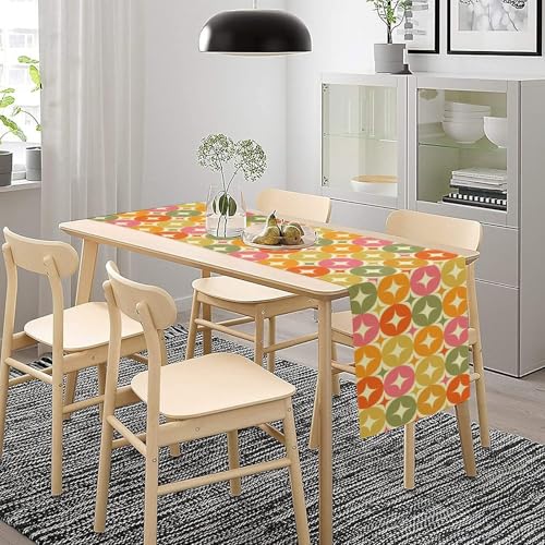 Mid Century Table Runner, Flag Retro Atomic Starburst 1950s Abstract Geometric Space Tabletop Decoration for Home Kitchen Restaurant Table Flag 13x36 Inch - color: Mid Cat-2, size: W13x36L