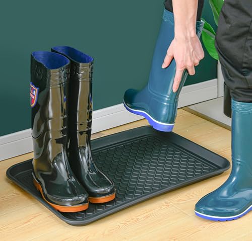Hard Plastic Boot Tray for Entryway,Boot Mat,Shoe Tray,Shoe Mat for Indoor and Outdoor Use (Black Grid (Hard Plastic) 2Pcs, 29.5X14.9 inch) - color: Black Grid (Hard Plastic) 2pcs, size: 29" x 14" x 1.2"