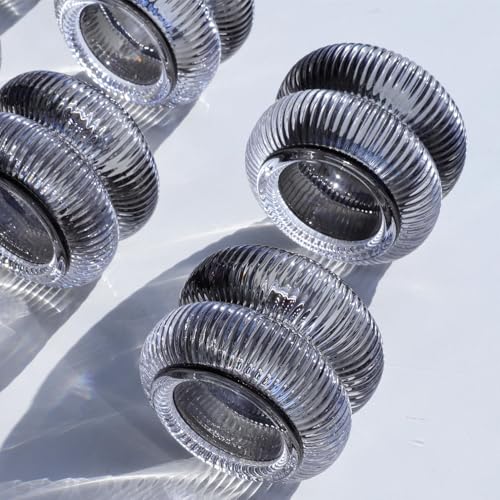 Woho Smoke Grey Votive Candle Holders Set of 6, Vintage Ribbed Tealight Candle Holder for Daily Home Decor, Classy Tea Light Candle Holder Glass for Living Room Table Decor(Grey, 2.1" H X 2.75" D) - color: Gray