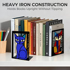 GUSFREUD Metal Cat Bookends Set of 2 – Decorative Cat Metal Book Ends for Shelves, The Mewsons Family Collection, Modern Cat Bookends for Living Room, Office & Bedroom
