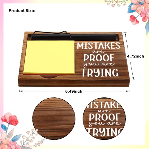 FOUGSTA Mental Health Office Gifts for Women, Psychologist Gift, School Counselor Desk Decor, Office Gifts for Therapy, Wooden Notepad Pen Holder With Appreciation Quotes,16.5 x 12 x 1.5 cm,XXN24 - style: Mistakes