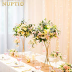 NUPTIO 2 Pcs Wedding Centerpieces for Tables, 19.7in Tall Metal Flower Trumpet Vase, Gold Vases for Centerpieces, Artificial Flower Display Rack for Birthday Party Dinner Event Hotel Home Decor - size: 19.7 inch Tall