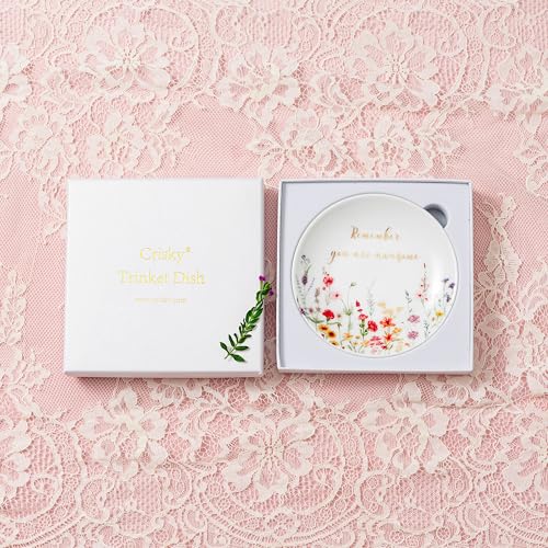 Crisky You Are Awesome Jewelry Ring Dish for Women Birthday Gifts Friendship, Inspirational Gifts Female Encouragement Gift Trinket Tray for Her Sisters Daughters Friend Cowoker Mom Aunt - style: You are Awesome Style B