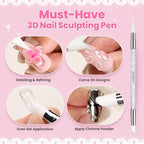 Beetles 3D Gel Nail Art with 3D Mold-2 Pcs Ballet Whisper Clear&Pink Solid Builder Nail Gel,Non-Sticky Sculpting, Dual-Ended Sculpture Pen, Beginner Friendly DIY at Home,UV LED Lamp Needed - color: B6-Clear & Pink
