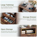 IRONCK Fluted Night Stand Set of 2, Modern Nightstand with Charging Station, Drawers and Open Shelves - Bedside Table Wood Side Table Set for Bedroom (Walnut) - color: Walnut