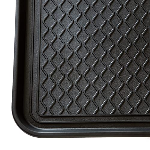 Stalwart 75-ST6012 All Weather Boot Tray-Water Resistant Plastic Utility Shoe Mat for Indoor and Outdoor Use in All Seasons (Black), Large - style: 1-Pack
